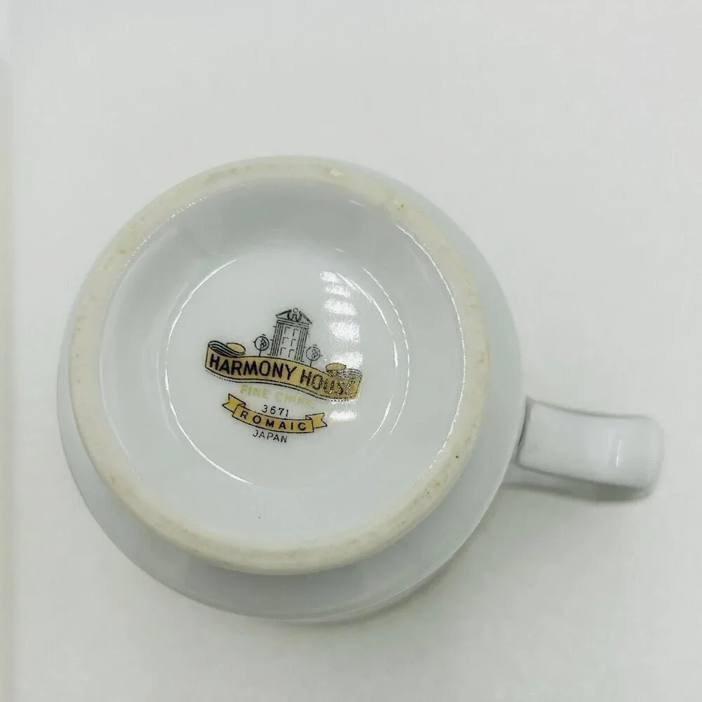 Harmony House Romaic Fine China Cream / Sugar Set Greek Key Platinum Rim 3671
